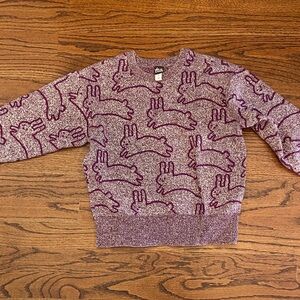 Tea Collection Girls Maroon and Cream Bunny Print Sweater